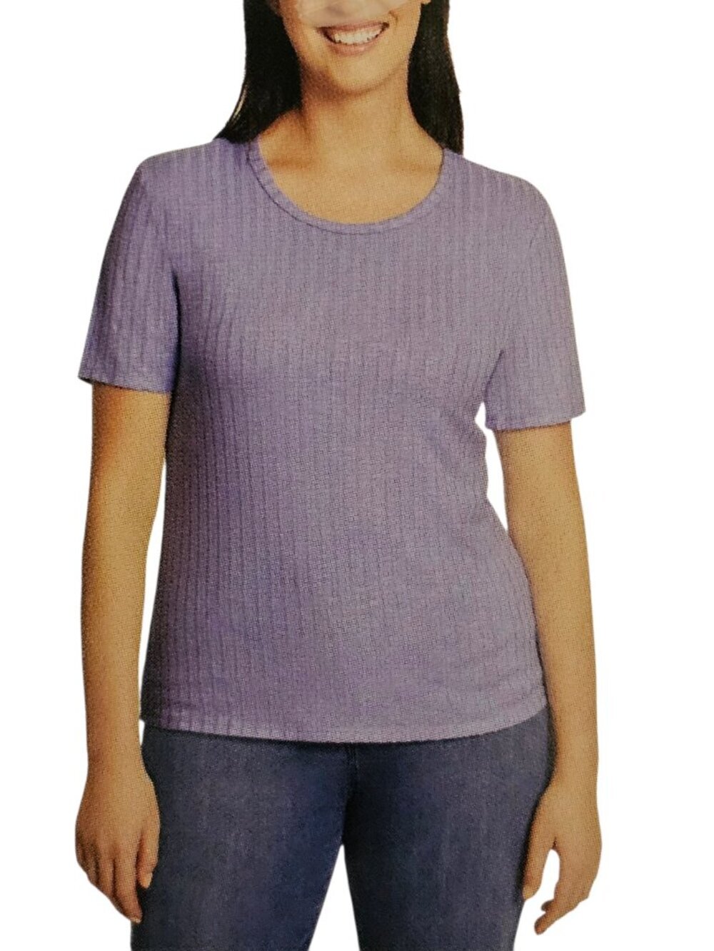 Vintage America Women's Slub Ribbed Short Sleeve Top T-Shirt New Blue XL